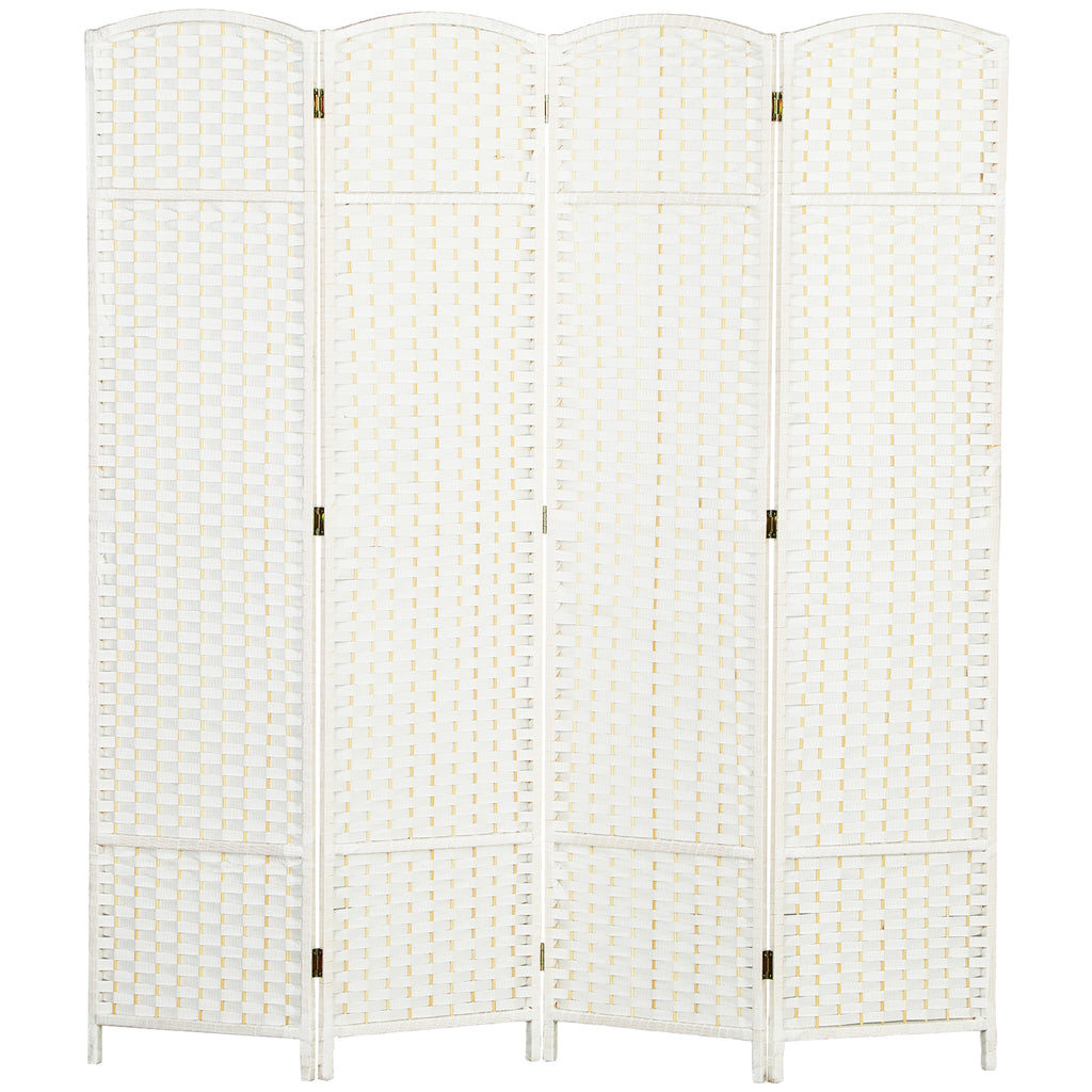 HOMCOM 4-teiliger Raumtrenner, Faltbarer Sichtschutz, Sichtschutzwand für Wohnzimmer, Schlafzimmer, Homeoffice, Weiß