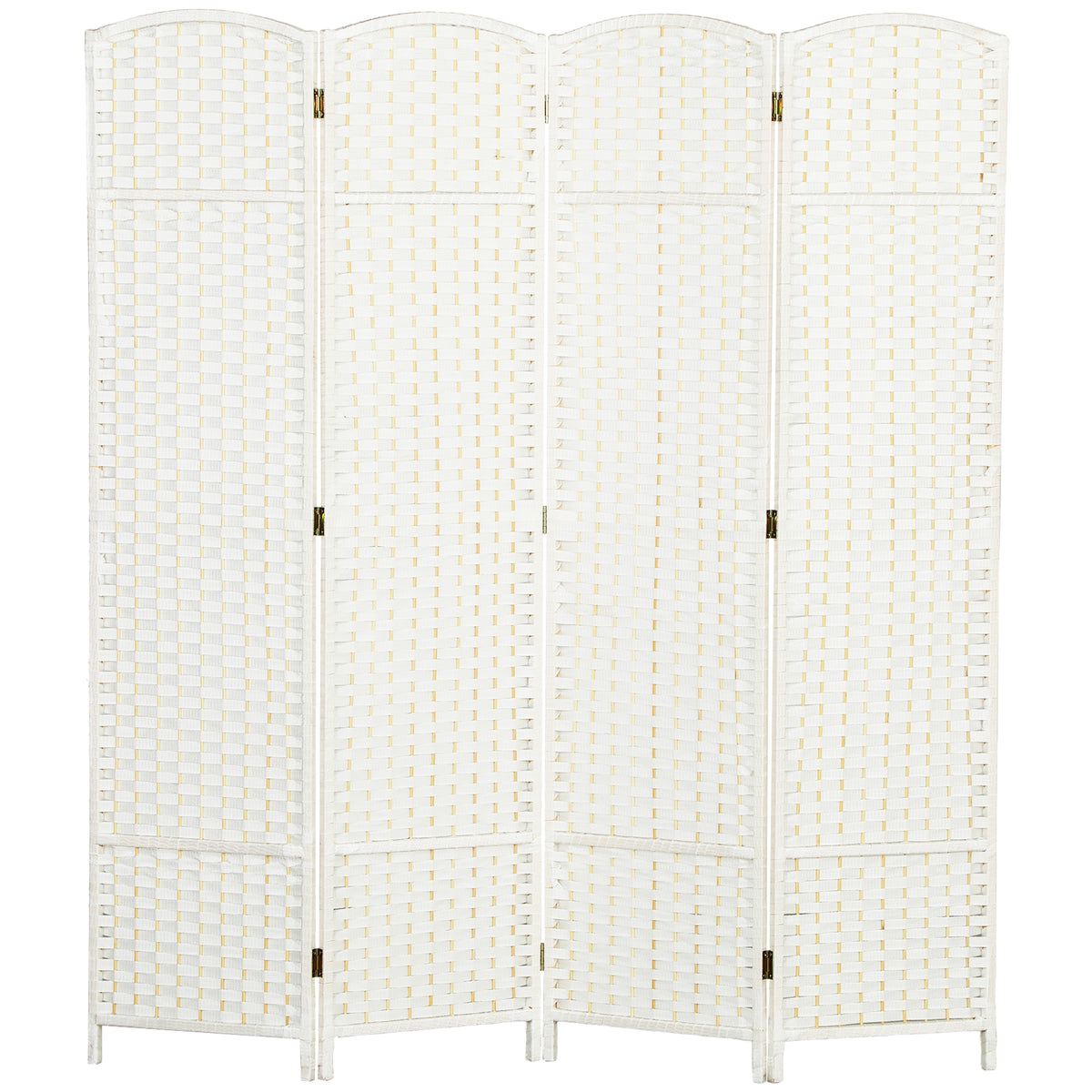 HOMCOM 4-teiliger Raumtrenner, Faltbarer Sichtschutz, Sichtschutzwand für Wohnzimmer, Schlafzimmer, Homeoffice, Weiß