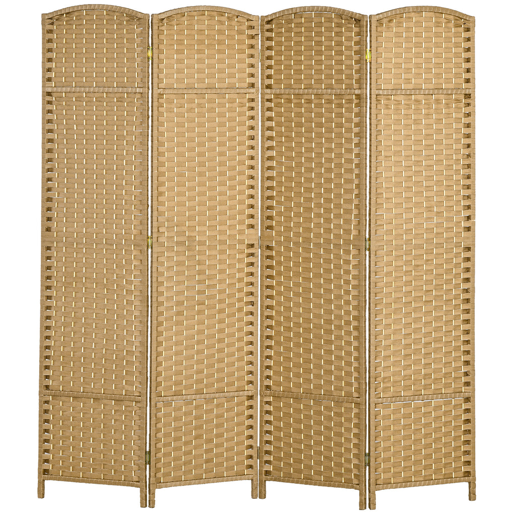 HOMCOM 4-teiliger Raumtrenner, Faltbarer Sichtschutz, Sichtschutzwand für Wohnzimmer, Schlafzimmer, Homeoffice, Natur