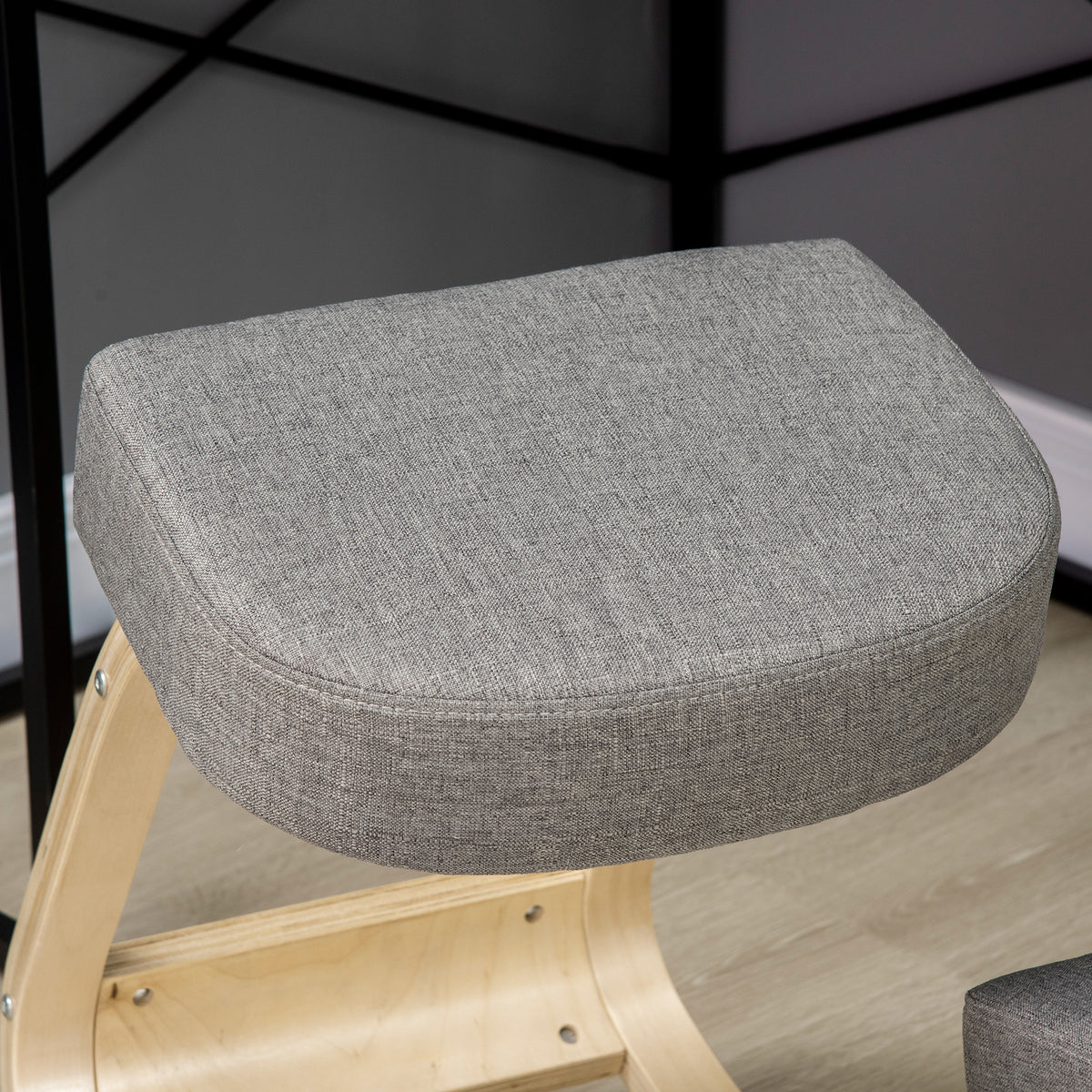 Vinsetto Kniestuhl, ergonomischer Sitzhocker, Polsterhocker für gesunde Sitzhaltung, Birkenholz, 120 kg belastbar, Grau