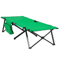 Outsunny Campingbett Feldbett Klappbett klappbar mit Seitentasche Getränkehalter bis 136 kg belastbar Stahl Oxford Grün+Schwarz 190 x 65 x 40 cm