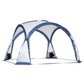 Outsunny Familien-Dome-Campingzelt für 6-8 Personen mit 4 Reißverschlusstüren, abnehmbarem Oxford-Gewebe, Lampenhaken, Transporttasche Maße 350L x 350B x 230H cm - Weiß und Blau