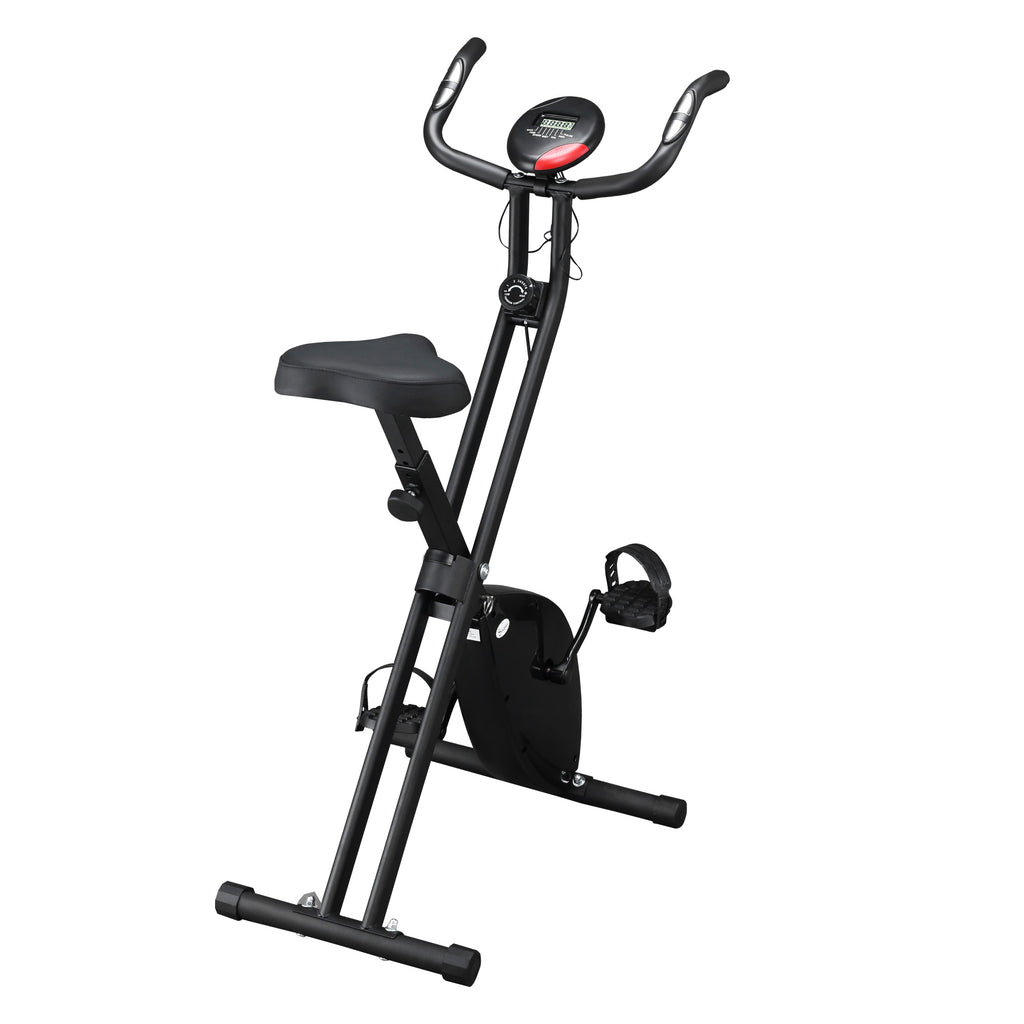 HOMCOM Professioneller Heimtrainer mit verstellbarem Widerstand und Höhe, aus Stahl und PP, 41x86x112 cm, Schwarz