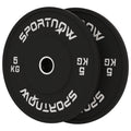 SPORTNOW Set 2 Hantelscheiben á 5 kg aus Gummi mit 5 cm Loch für Hanteln und Langhanteln, Schwarz