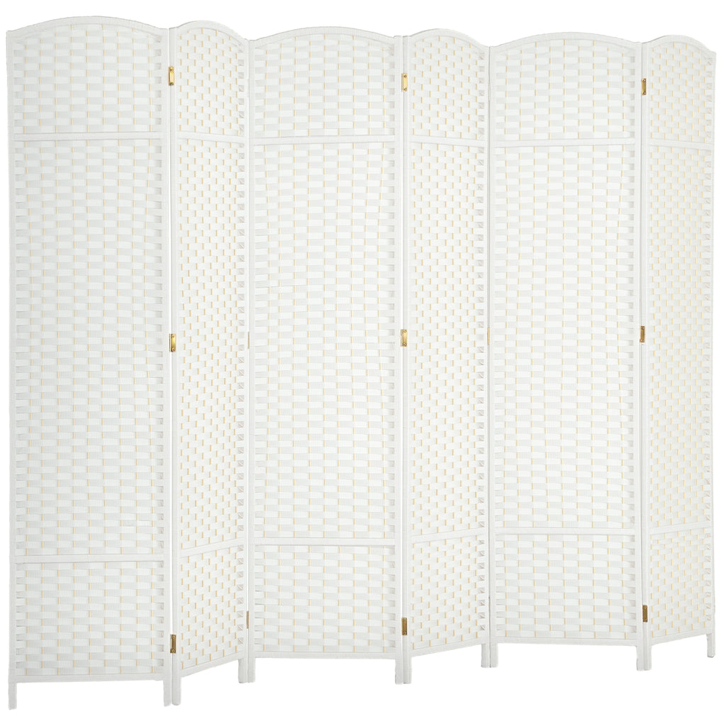 HOMCOM 6-teiliger Raumtrenner, Faltbarer Sichtschutz, Sichtschutzwand für Wohnzimmer, Schlafzimmer, Homeoffice, Weiß