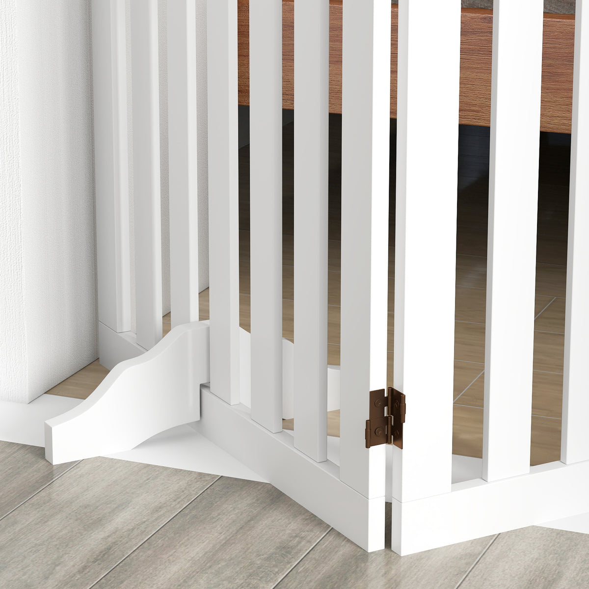PawHut Freistehendes Hundegitter mit Stützfüßen, für Türrahmen, Flur, Treppe, 155 x 30 x 61 cm, Weiß