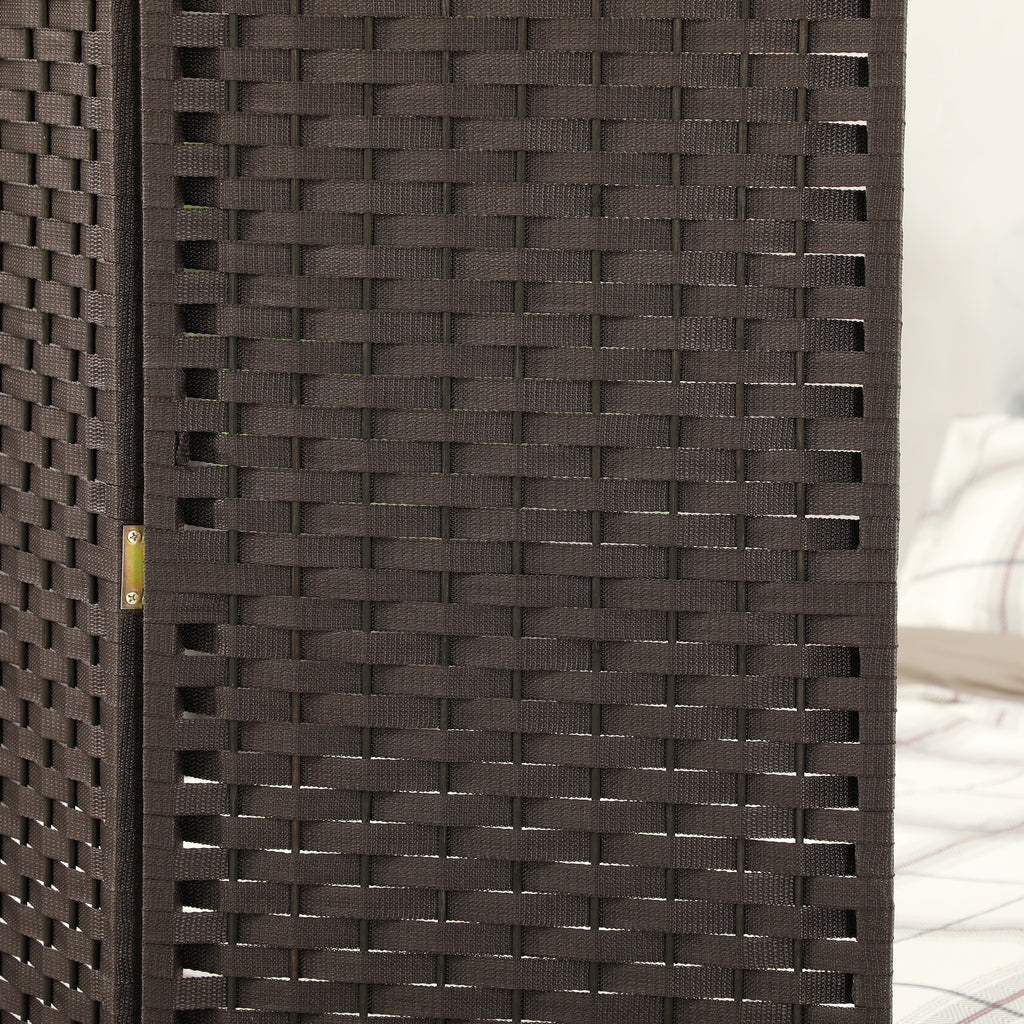 HOMCOM 4-teiliger Raumtrenner, Faltbarer Sichtschutz, Sichtschutzwand für Wohnzimmer, Schlafzimmer, Homeoffice, Braun
