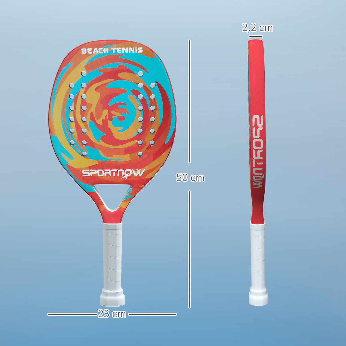Strand-Tennis-Schläger SPORTNOW aus Carbonfaser mit Schlägertasche und rutschfestem Griff, gelb
