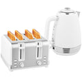 HOMCOM Wasserkocher und Toaster Set, Edelstahl Wasserkocher 1,7 L und 2200 W und 4-Scheiben Toaster, Weiß