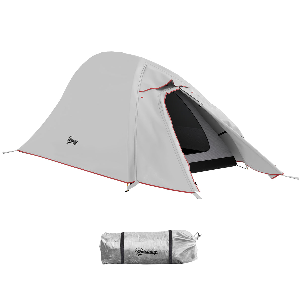 Outsunny Zelt Camping mit Doppeldach 2000mm und Transporttasche Abmessungen 300L x 135B x 110H cm