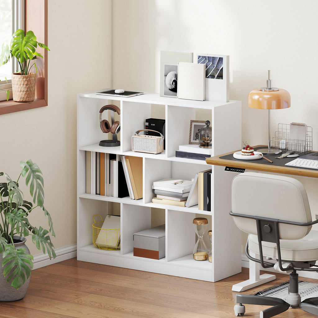 HOMCOM Bücherregal Regal Standregal, 8 Regalfächer, 97,5 x 30 x 100 cm, Weiß